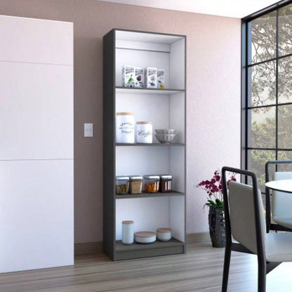 Vinton Bookcase with Spacious Tier - Shelving Design, Matt Gray/ White