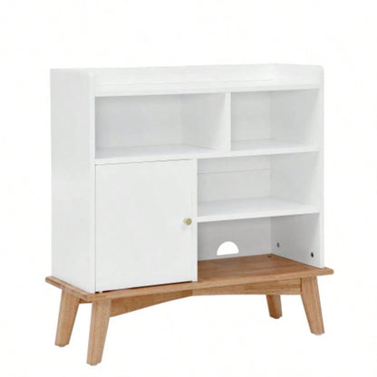 Colorblocking Storage Cabinet with Solid Wood Base feet, Floor Cabinet Bedroom Living Room Nursery Home Office Reception Entrance, Bookcases Children, Bathroom Cabinet