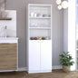 Vinton 2 - Door Bookcase with Upper Shelves, White