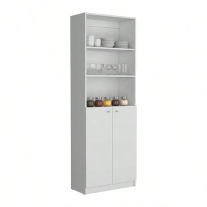 Vinton 2 - Door Bookcase with Upper Shelves, White