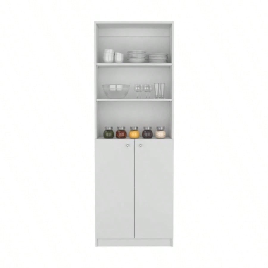 Vinton 2 - Door Bookcase with Upper Shelves, White