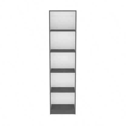 Vinton XS Bookcase Compact Bookshelf with Multiple Shelves, Matt Gray/ White