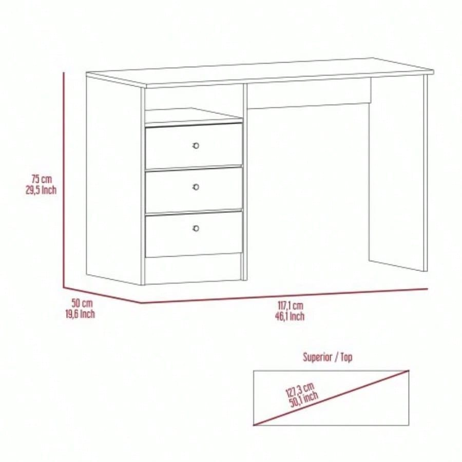 Light Oak 6 - Shelf Writing Desk with Built - in Bookcase