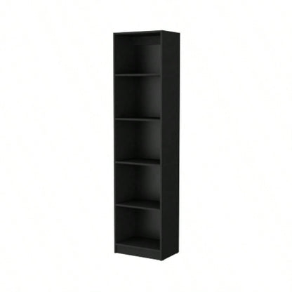 Sutton Slim Bookcase with Modern 5 - Shelf Design