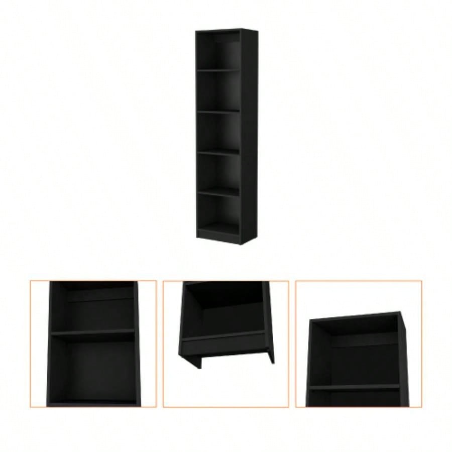 Sutton Slim Bookcase with Modern 5 - Shelf Design
