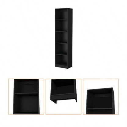 Sutton Slim Bookcase with Modern 5 - Shelf Design