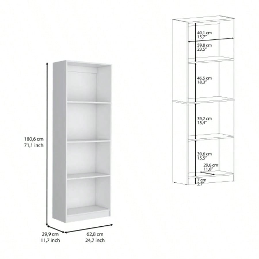 Vinton Bookcase with Spacious Tier - Shelving Design, White