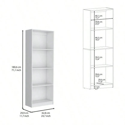 Vinton Bookcase with Spacious Tier - Shelving Design, White