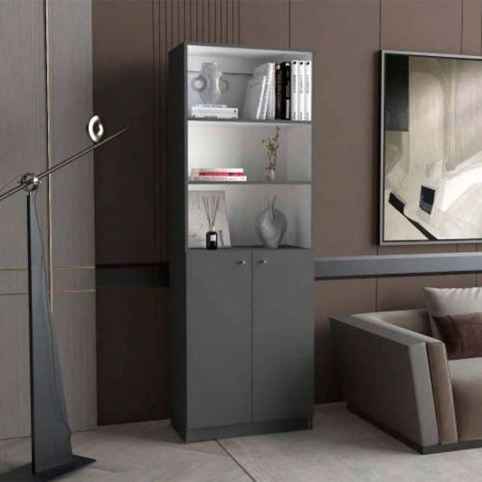 Matt Gray and White 2 - Door Bookcase