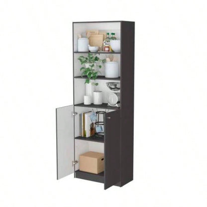 Matt Gray and White 2 - Door Bookcase