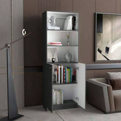 Matt Gray and White 2 - Door Bookcase