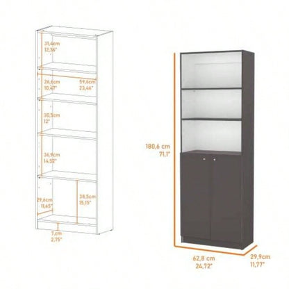 Matt Gray and White 2 - Door Bookcase