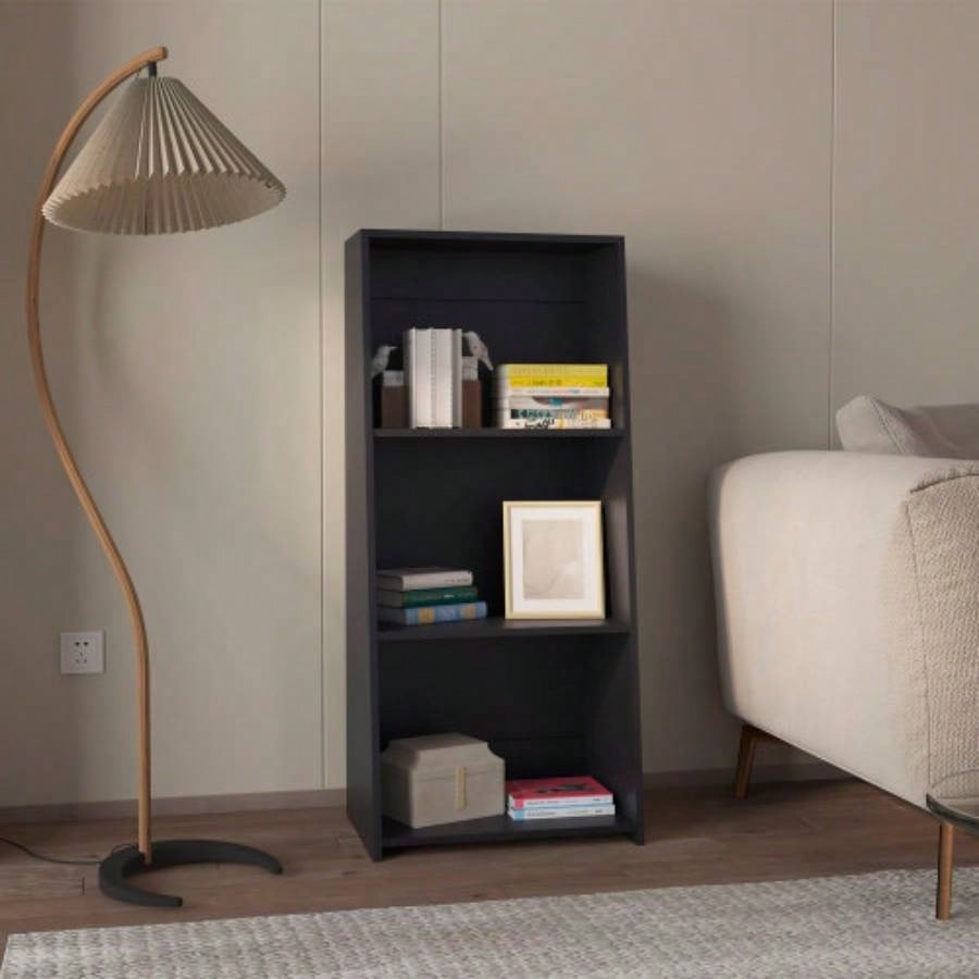 Anthem Bookcase in Melamine with Three Shelves, Black