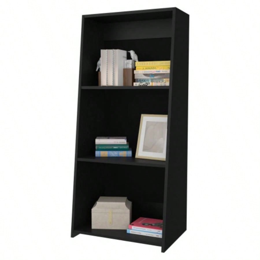 Anthem Bookcase in Melamine with Three Shelves, Black