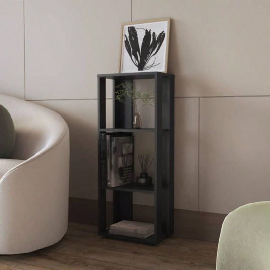 FM FURNITURE Modoc Bookcase in Melamine with Open Storage, Black