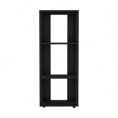 FM FURNITURE Modoc Bookcase in Melamine with Open Storage, Black