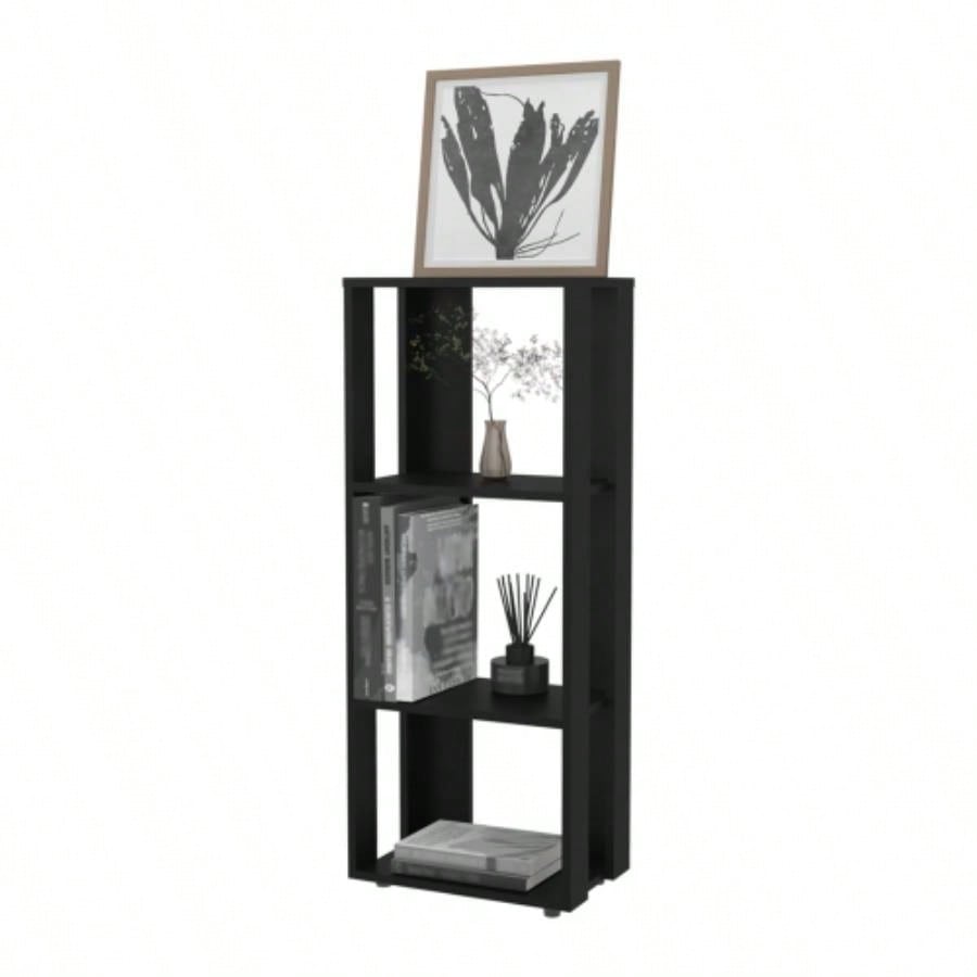 FM FURNITURE Modoc Bookcase in Melamine with Open Storage, Black