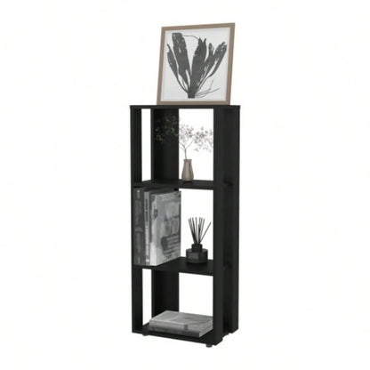 FM FURNITURE Modoc Bookcase in Melamine with Open Storage, Black
