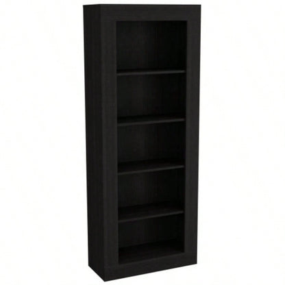 Bookcase with Vertical Design and 5 Storage Shelves, Black