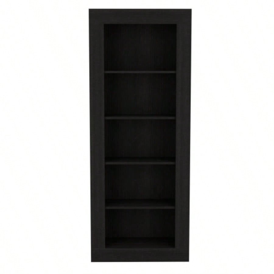 Bookcase with Vertical Design and 5 Storage Shelves, Black