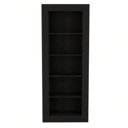 Bookcase with Vertical Design and 5 Storage Shelves, Black