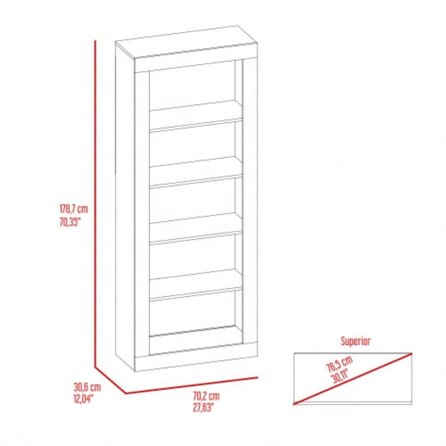Bookcase with Vertical Design and 5 Storage Shelves, Black