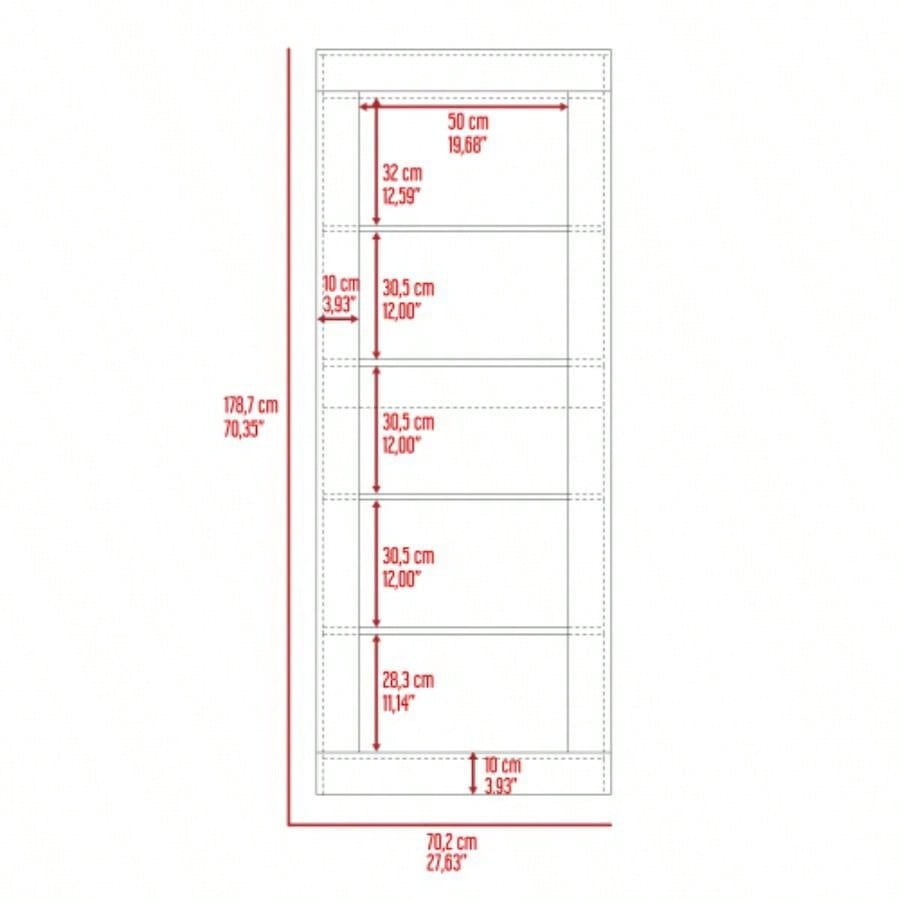 Bookcase with Vertical Design and 5 Storage Shelves, Black