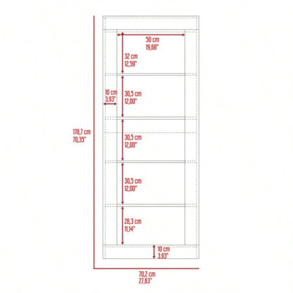 Bookcase with Vertical Design and 5 Storage Shelves, Black