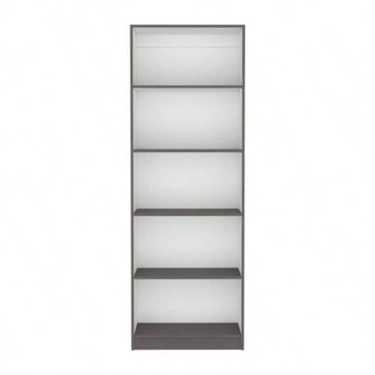 Vinton 4 - Tier Bookcase with Modern Storage Books and Decor, Matt Gray/ White
