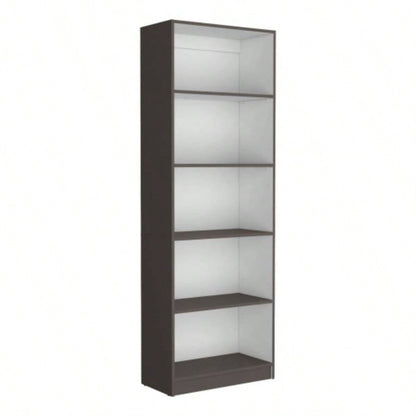 Vinton 4 - Tier Bookcase with Modern Storage Books and Decor, Matt Gray/ White