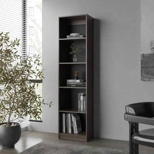FM FURNITURE Balley Bookcase with Open Storage and 5 Shelves, Stained Walnut