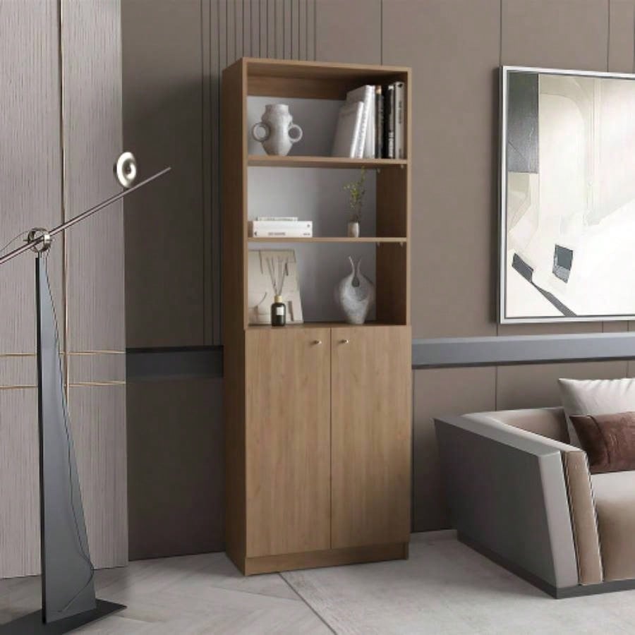 2 - Door Bookcase with Upper Shelves