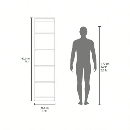 FM FURNITURE Balley Bookcase with Open Storage and 5 Shelves, Stained Walnut