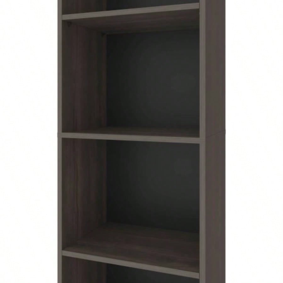 FM FURNITURE Balley Bookcase with Open Storage and 5 Shelves, Stained Walnut