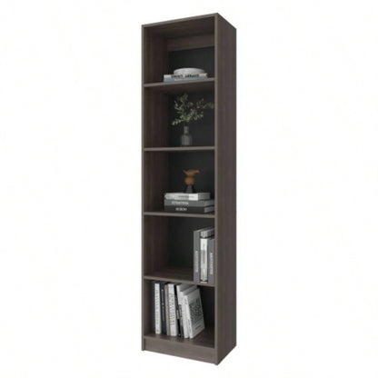 FM FURNITURE Balley Bookcase with Open Storage and 5 Shelves, Stained Walnut
