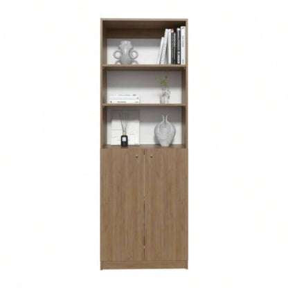 2 - Door Bookcase with Upper Shelves