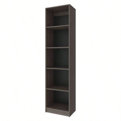 FM FURNITURE Balley Bookcase with Open Storage and 5 Shelves, Stained Walnut