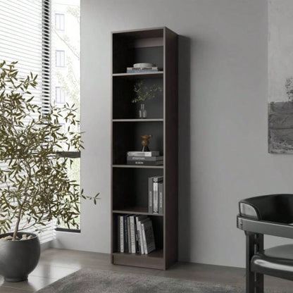 FM FURNITURE Balley Bookcase with Open Storage and 5 Shelves, Stained Walnut