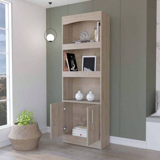 Durango Bookcase, Three Shelves, Double Door Cabinet