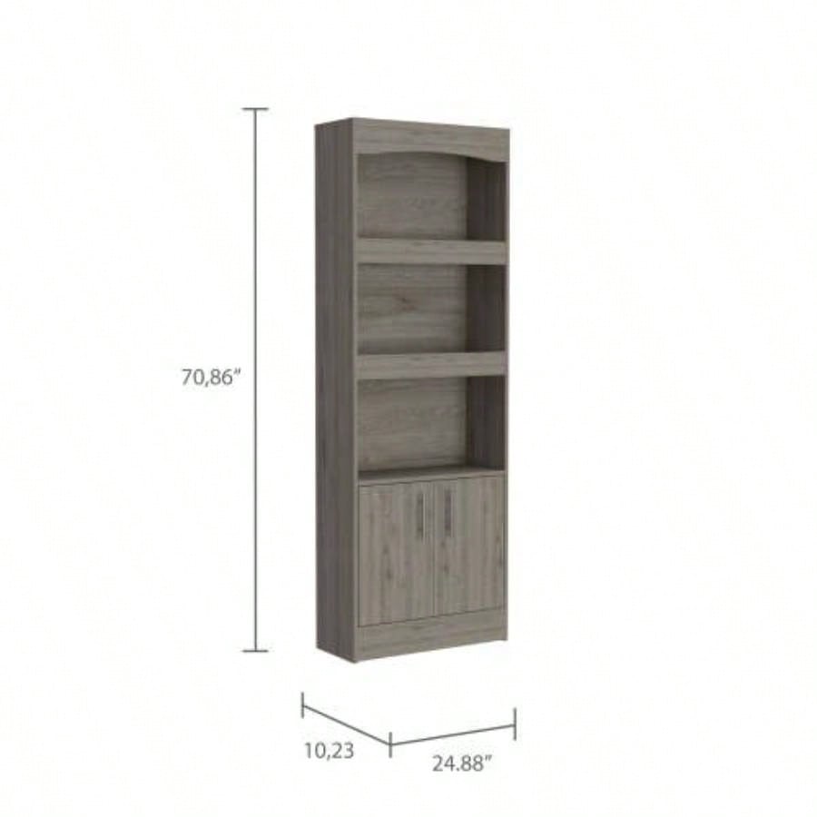 Durango Bookcase, Three Shelves, Double Door Cabinet