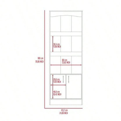 Durango Bookcase, Three Shelves, Double Door Cabinet