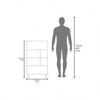 Bookcase 40.6 H, 6 shelves, 4, Black