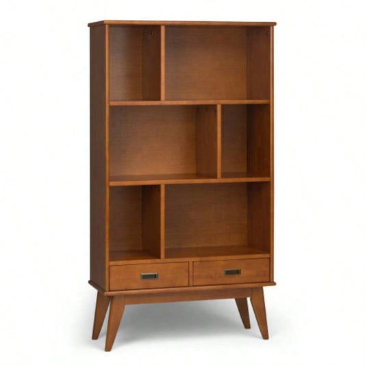 Draper - Mid Wide Bookcase and Storage Unit - Teak Brown