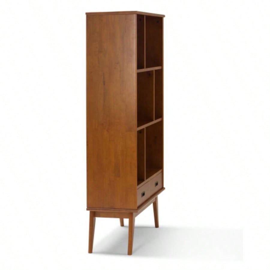 Draper - Mid Wide Bookcase and Storage Unit - Teak Brown