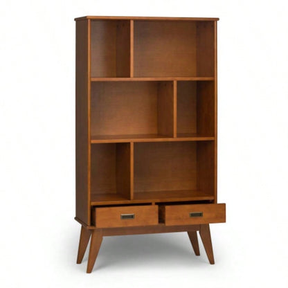 Draper - Mid Wide Bookcase and Storage Unit - Teak Brown