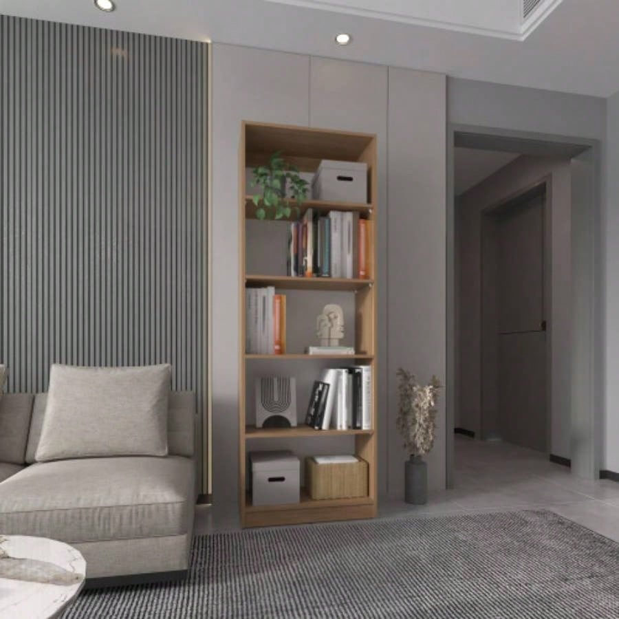 4 - Tier Bookcase with Modern Storage Books and Decor