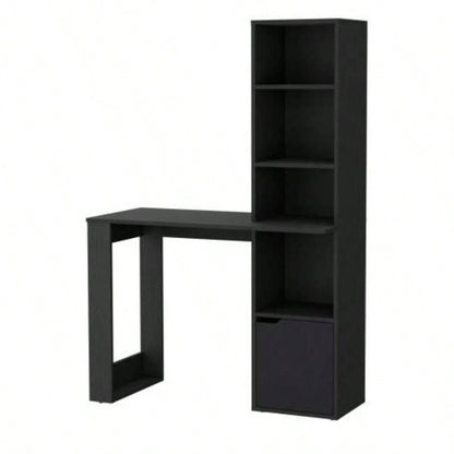 Anson Computer Desk with 4 - Tier Bookcase and 1 - Door Cabinet