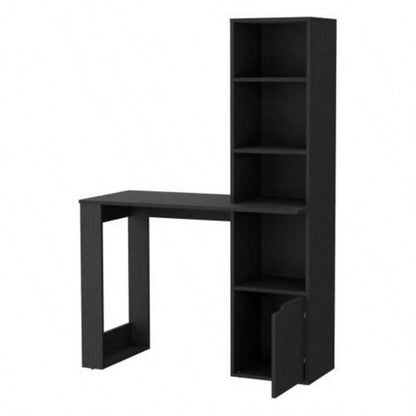 Anson Computer Desk with 4 - Tier Bookcase and 1 - Door Cabinet