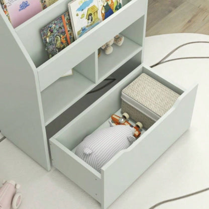 HOMCOM Kids Bookcase Multi - Shelf Rack Organizer with Storage Drawer Books, Playroom, Pale Green