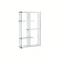 Bookshelf, Bookcase, Etagere, 5 Tier, 60h, Office, Bedroom, Glossy White Laminate, Tempered Glass, Contemporary, Modern